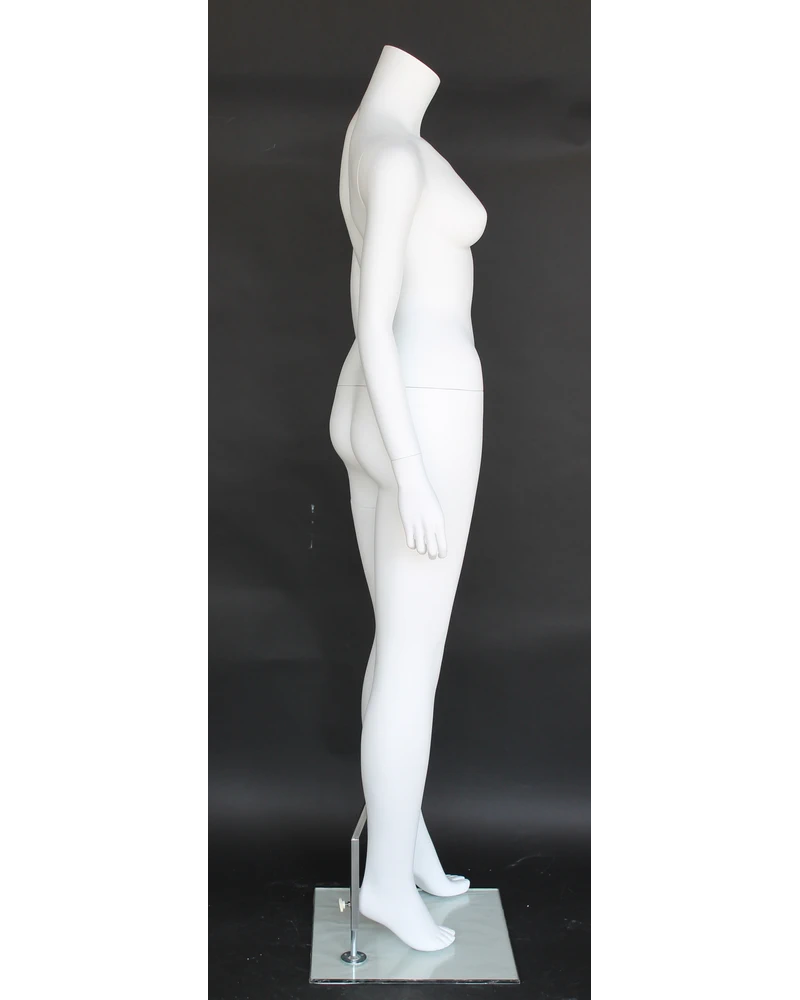 Relaxed standing headless female mannequin in matte white
