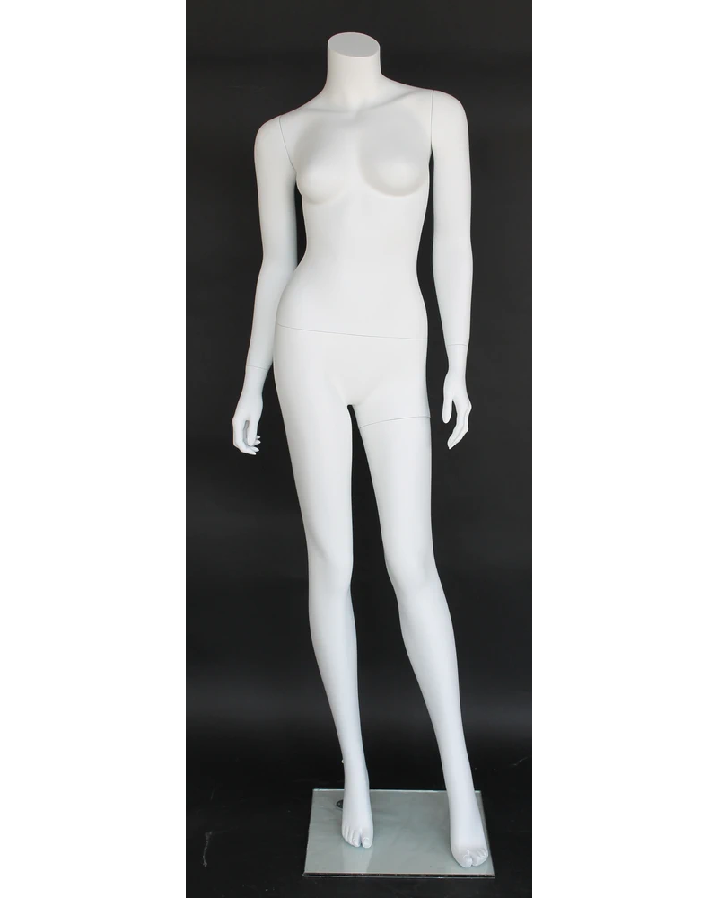 Relaxed standing headless female mannequin in matte white