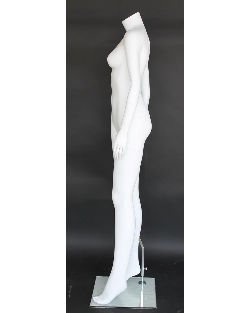 Relaxed standing headless female mannequin in matte white