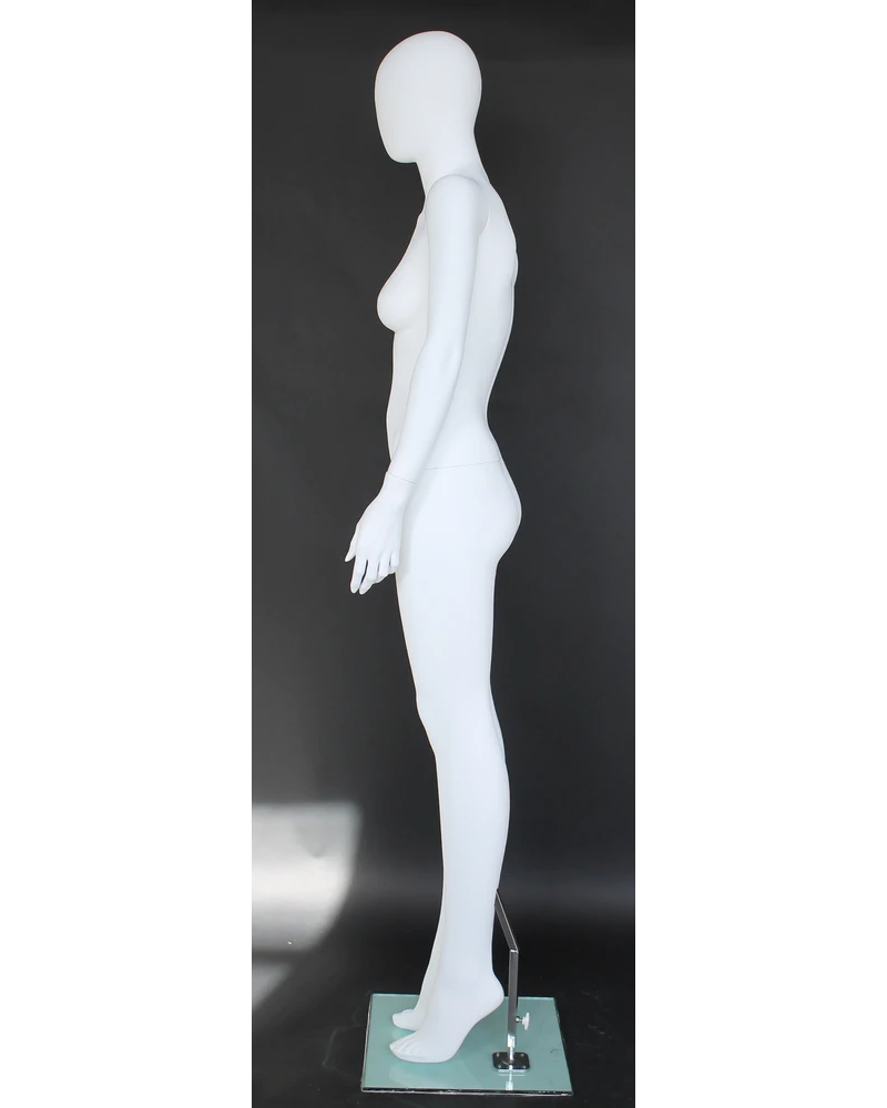 Classic straight-pose egghead female mannequin in matte white