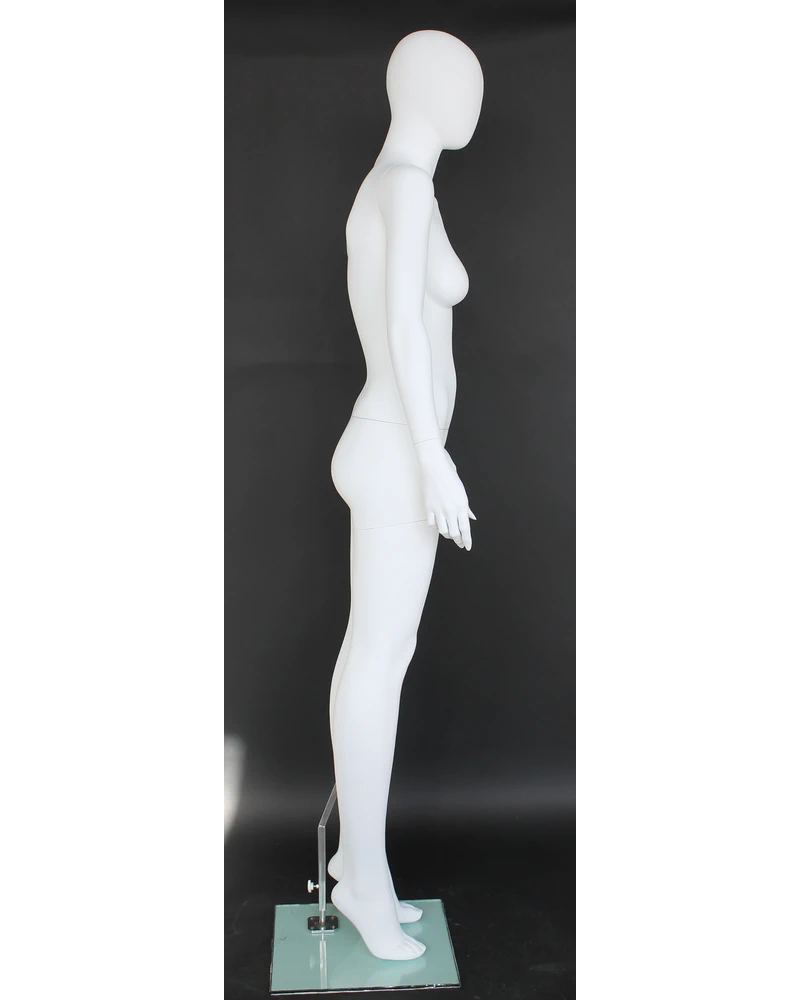 Classic straight-pose egghead female mannequin in matte white