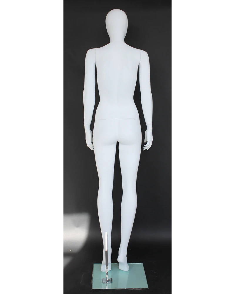 Classic straight-pose egghead female mannequin in matte white