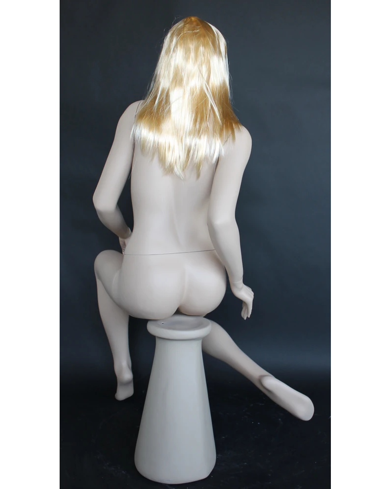 Realistic sitting female mannequin in an attitude pose in skin tone, SFS84-FT