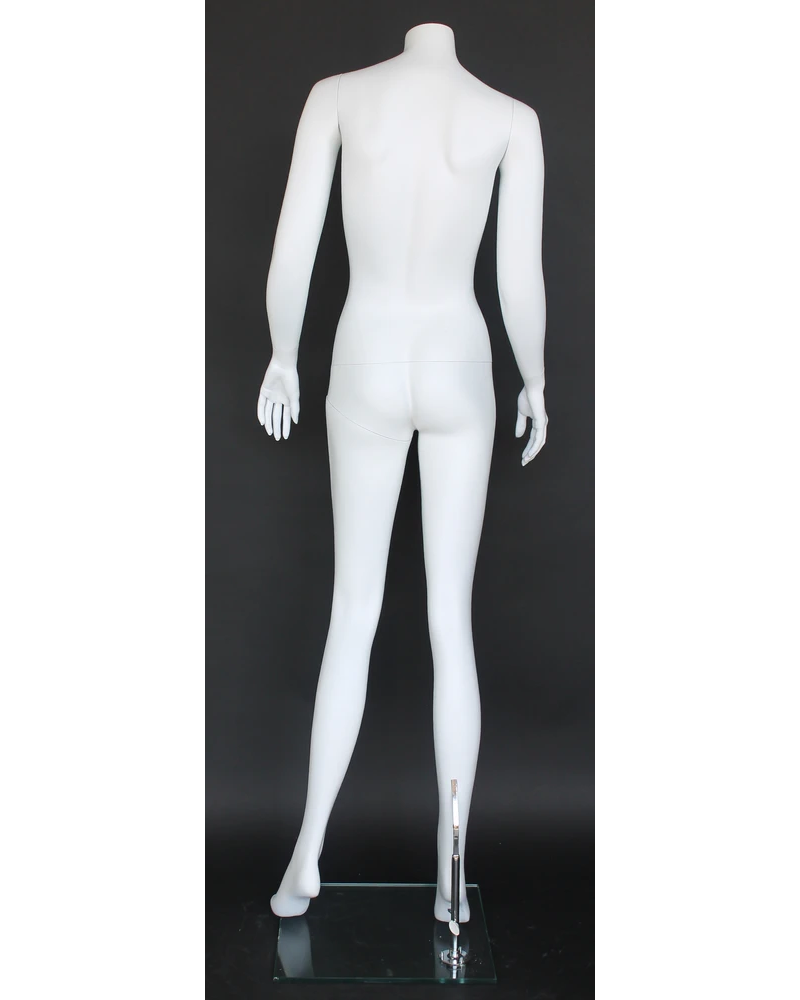 Relaxed twist pose headless female mannequin in matte white
