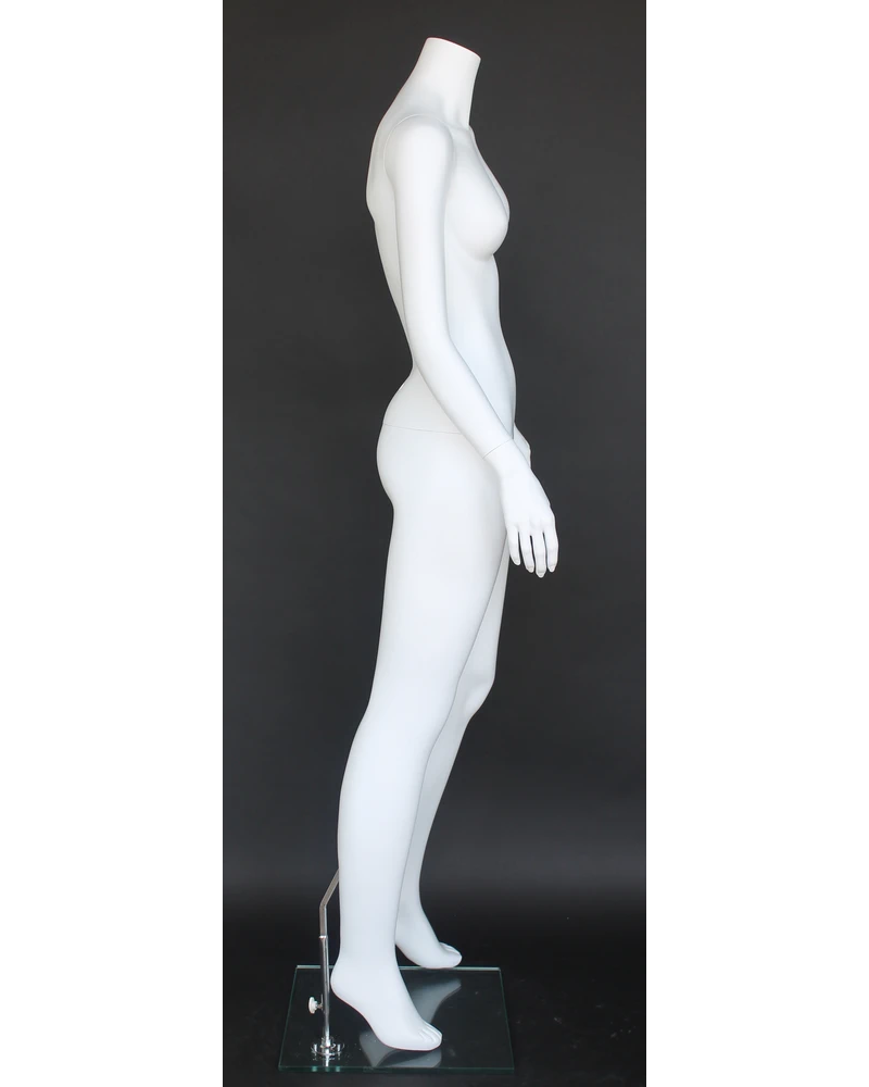 Relaxed twist pose headless female mannequin in matte white