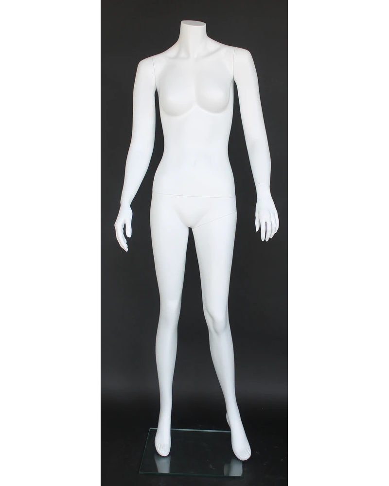 Relaxed twist pose headless female mannequin in matte white