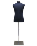 Size M male dress form with metal base in black jersey