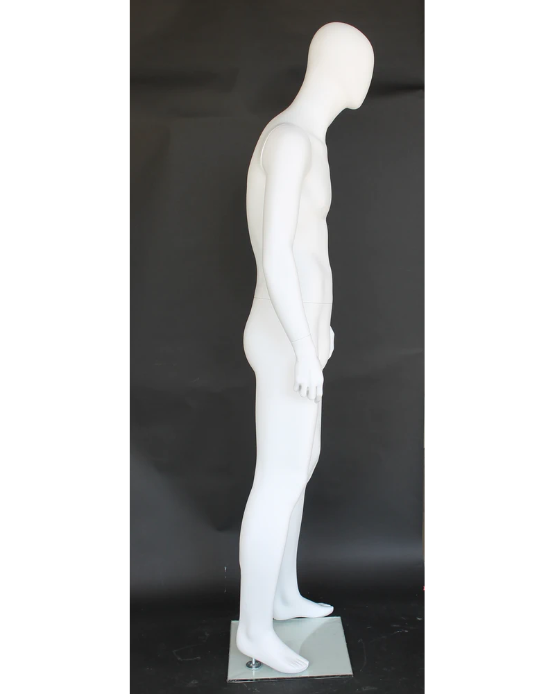 Relaxed weight-shift egghead male mannequin in matte white, SFM42E-WT