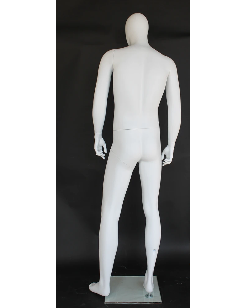 Relaxed weight-shift egghead male mannequin in matte white, SFM42E-WT