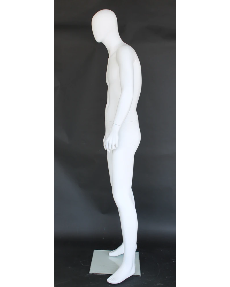 Relaxed weight-shift egghead male mannequin in matte white, SFM42E-WT