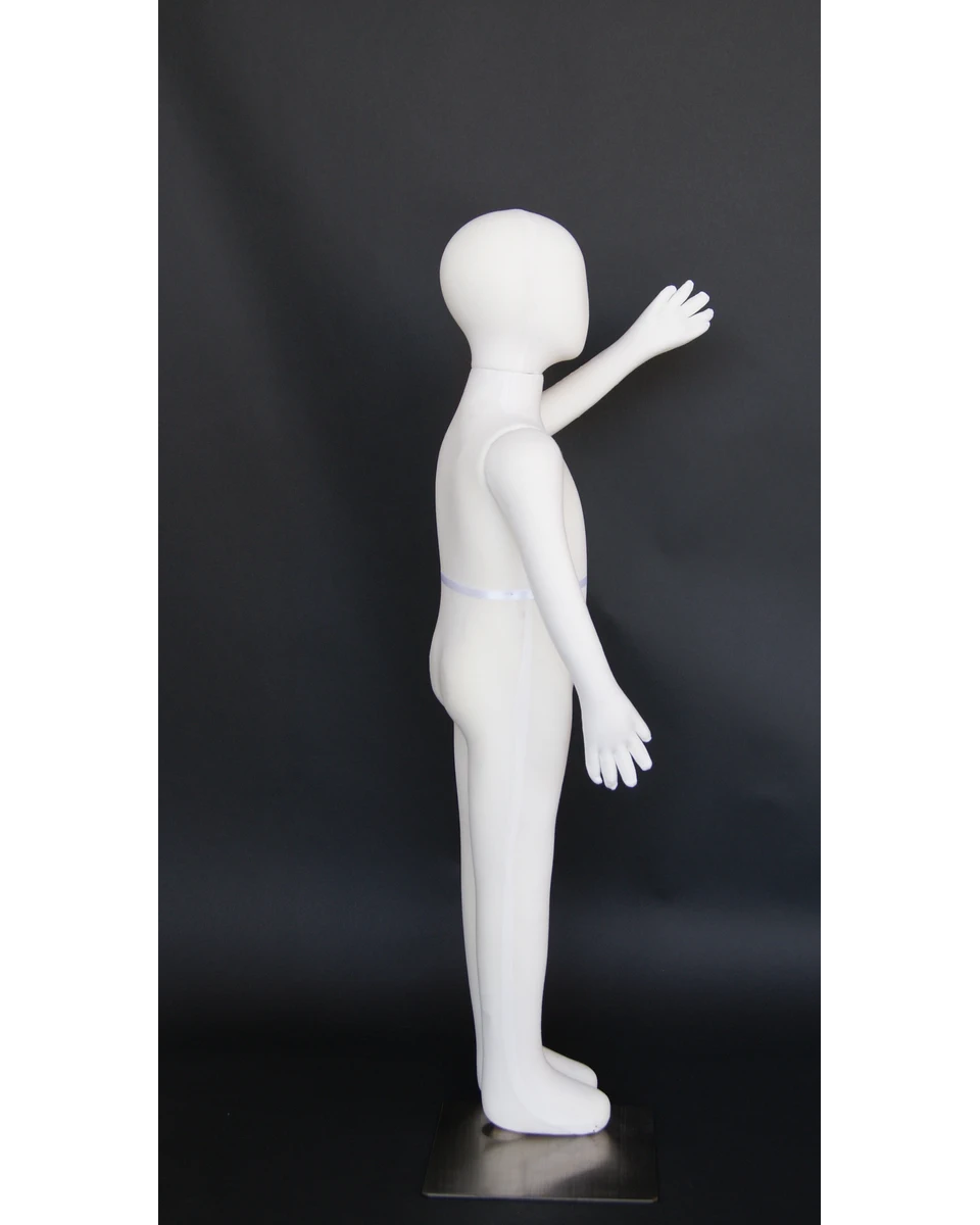 Jersey-covered child mannequin with bendable arms and metal base in cream, ages 6 to 7, CJ-6