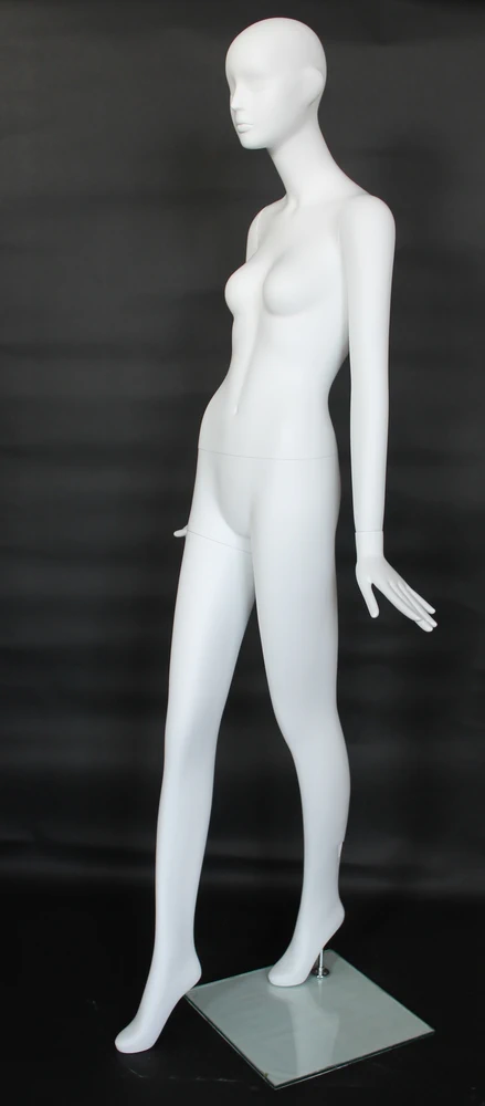 Forward-step abstract female mannequin in matte white
