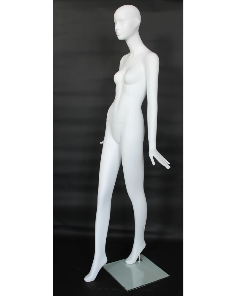 Forward-step abstract female mannequin in matte white