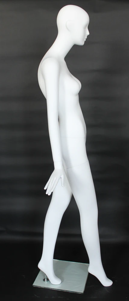 Forward-step abstract female mannequin in matte white
