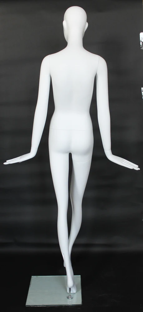 Forward-step abstract female mannequin in matte white
