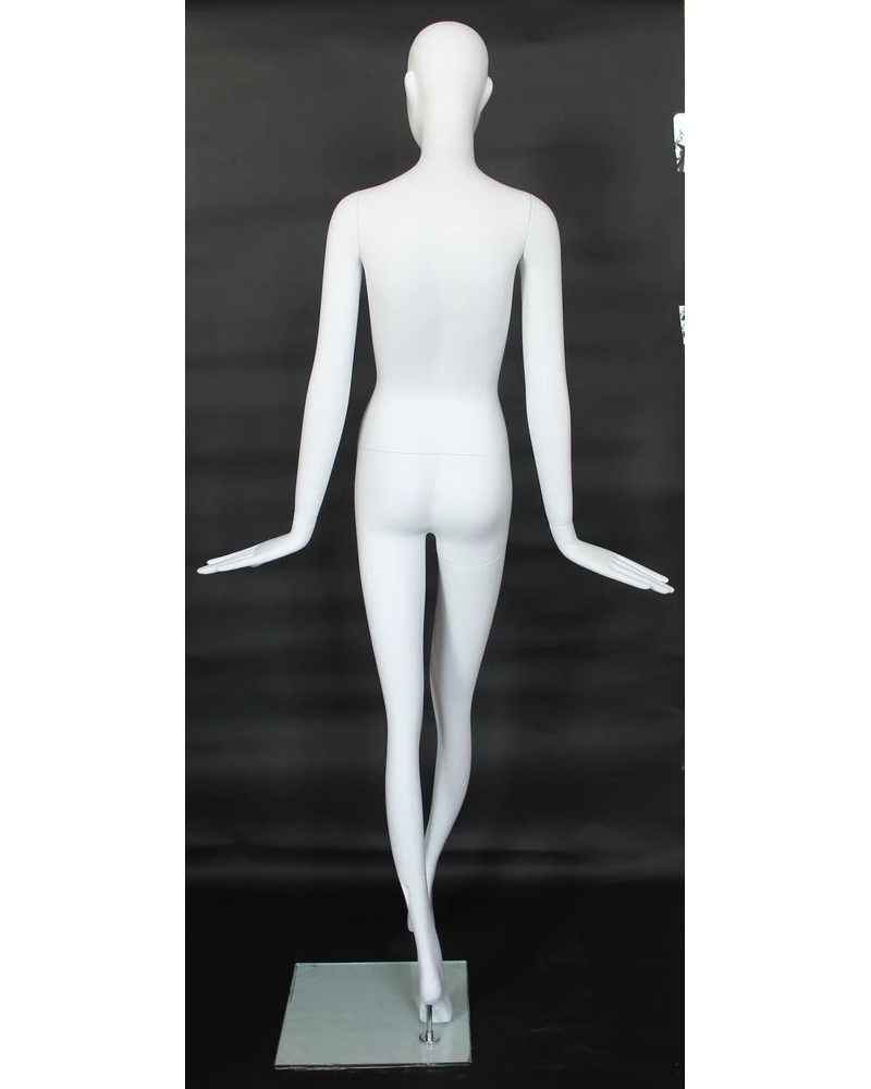 Forward-step abstract female mannequin in matte white
