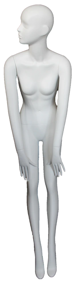 Leaning abstract female mannequin in matte white