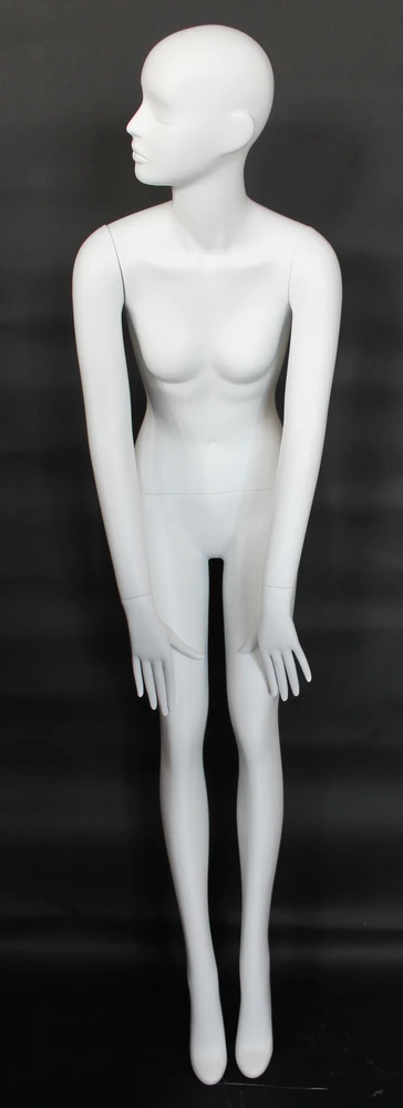 Leaning abstract female mannequin in matte white