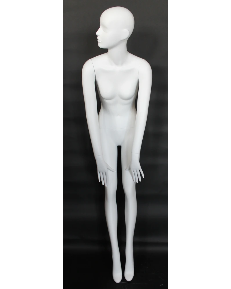 Leaning abstract female mannequin in matte white