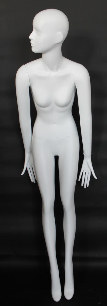 Leaning abstract female mannequin in matte white