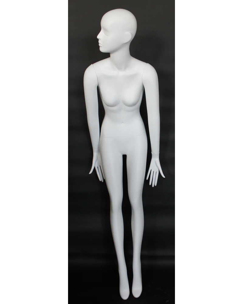 Leaning abstract female mannequin in matte white