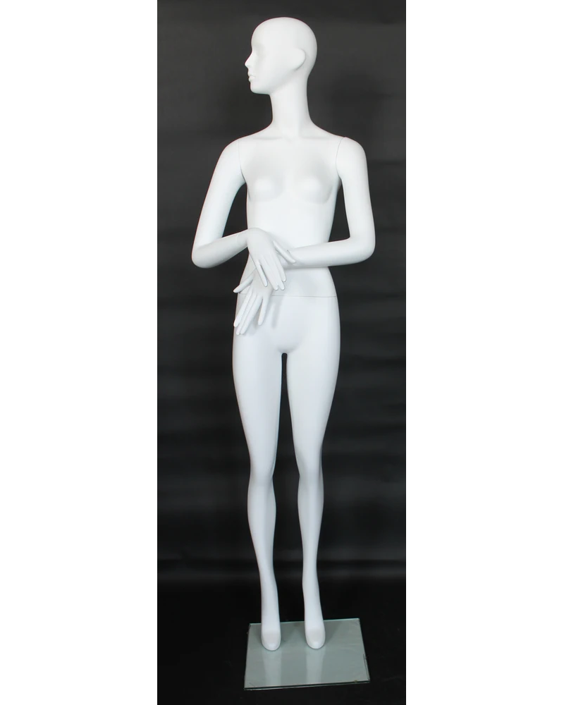 Side-glance abstract female mannequin in matte white