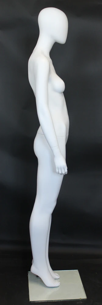 Classic standing egghead female mannequin in matte white