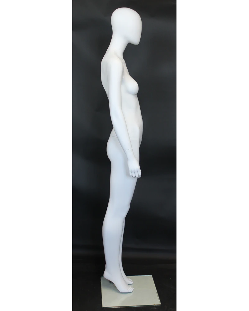 Classic standing egghead female mannequin in matte white