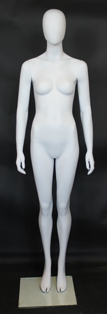Classic standing egghead female mannequin in matte white