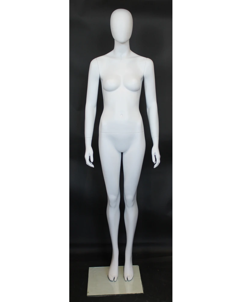 Classic standing egghead female mannequin in matte white