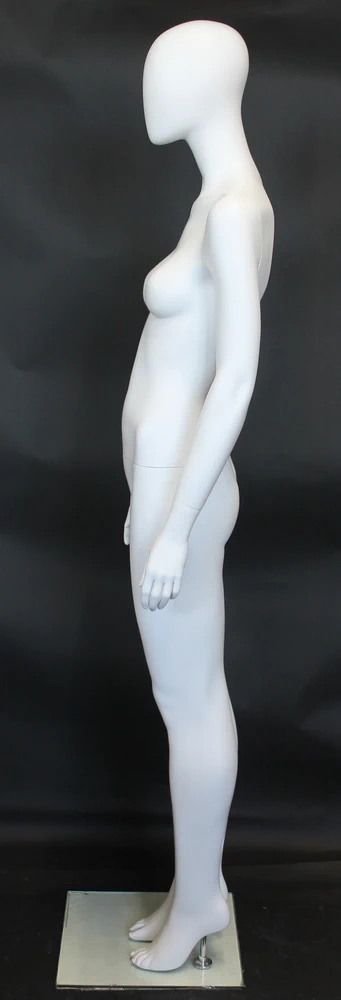Classic standing egghead female mannequin in matte white