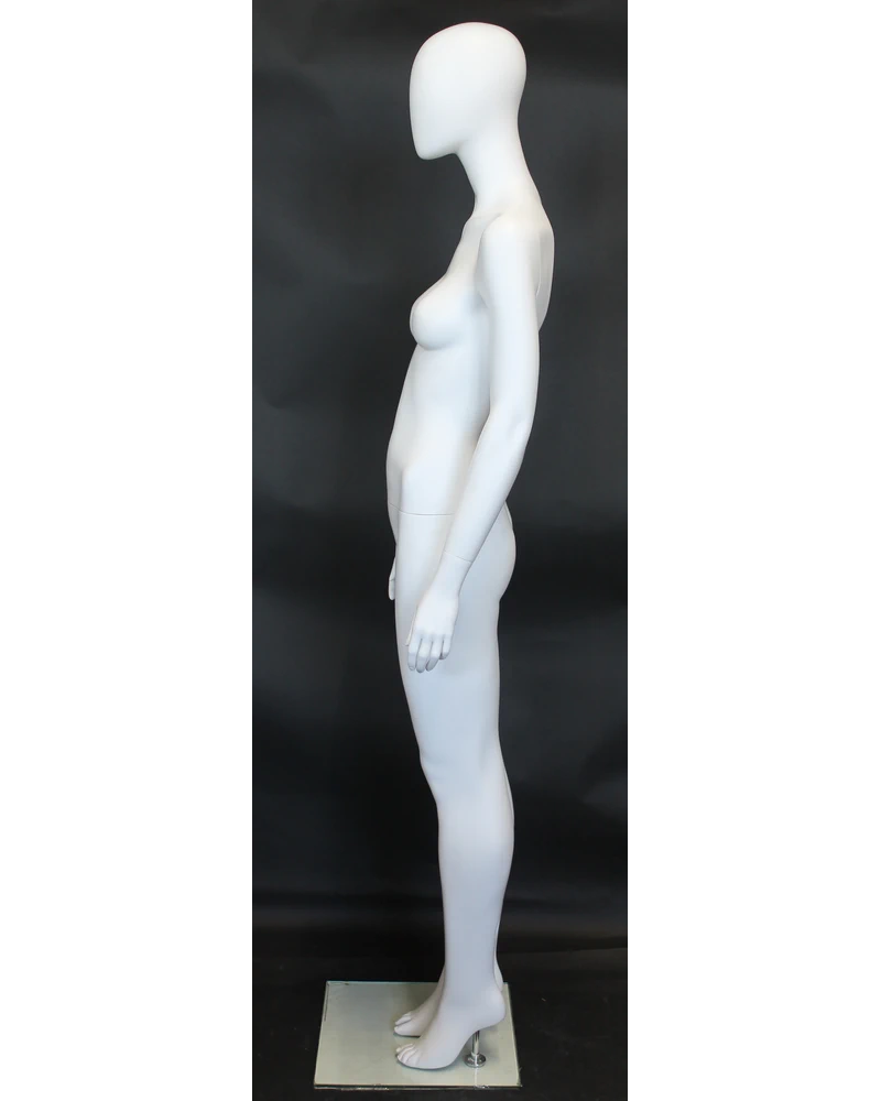 Classic standing egghead female mannequin in matte white
