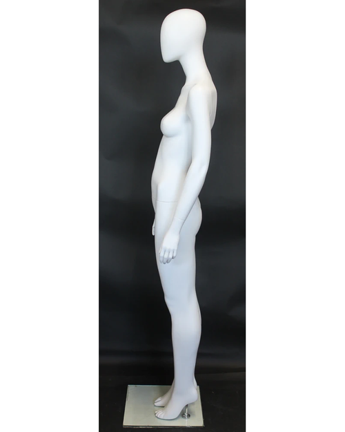 Classic standing egghead female mannequin in matte white