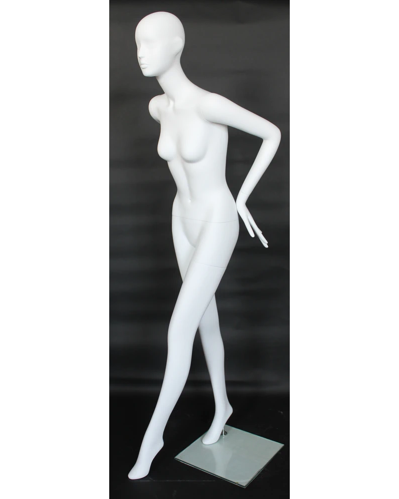 Hand-on-waist abstract female mannequin in matte white