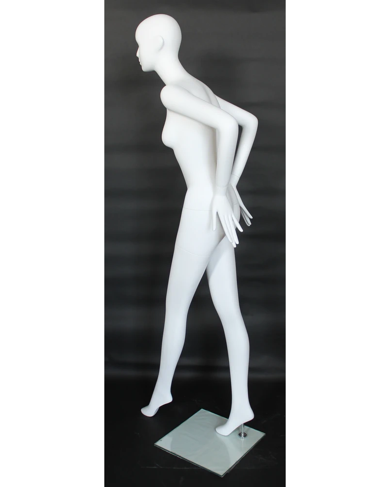 Hand-on-waist abstract female mannequin in matte white