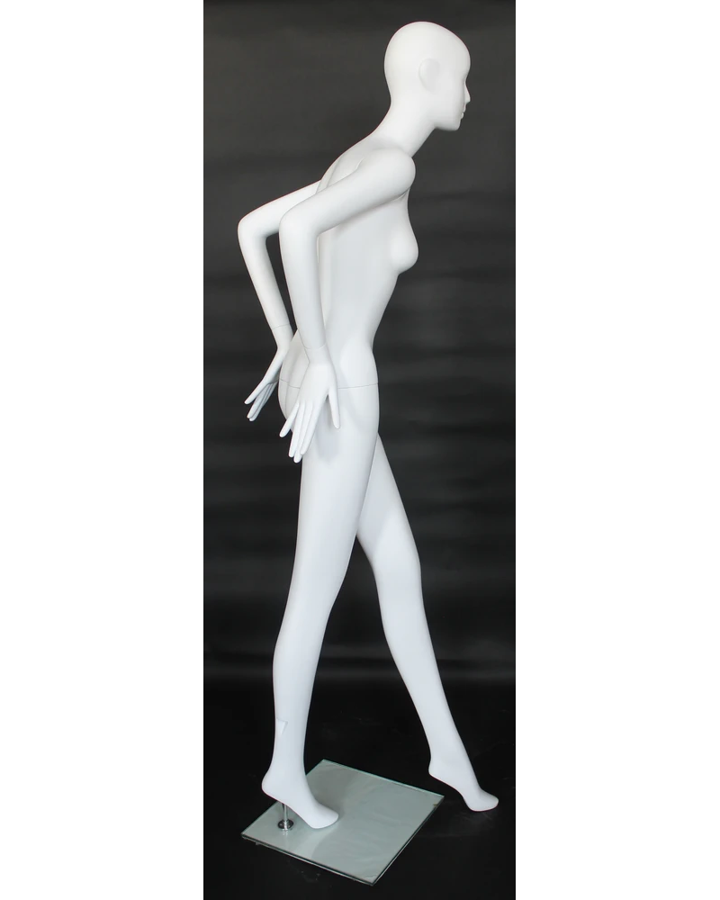 Hand-on-waist abstract female mannequin in matte white