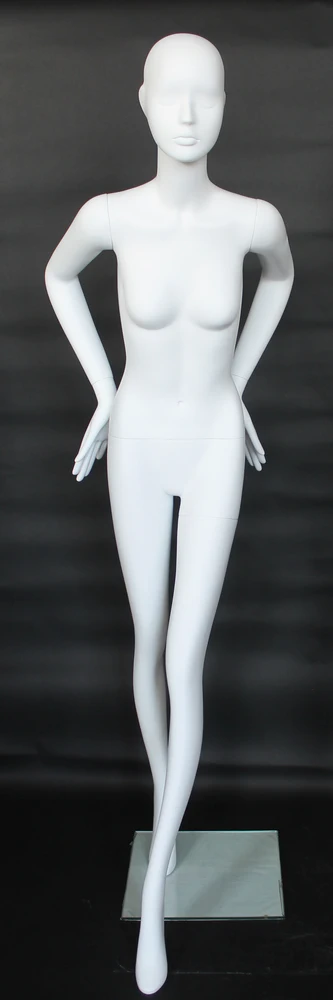 Hand-on-waist abstract female mannequin in matte white