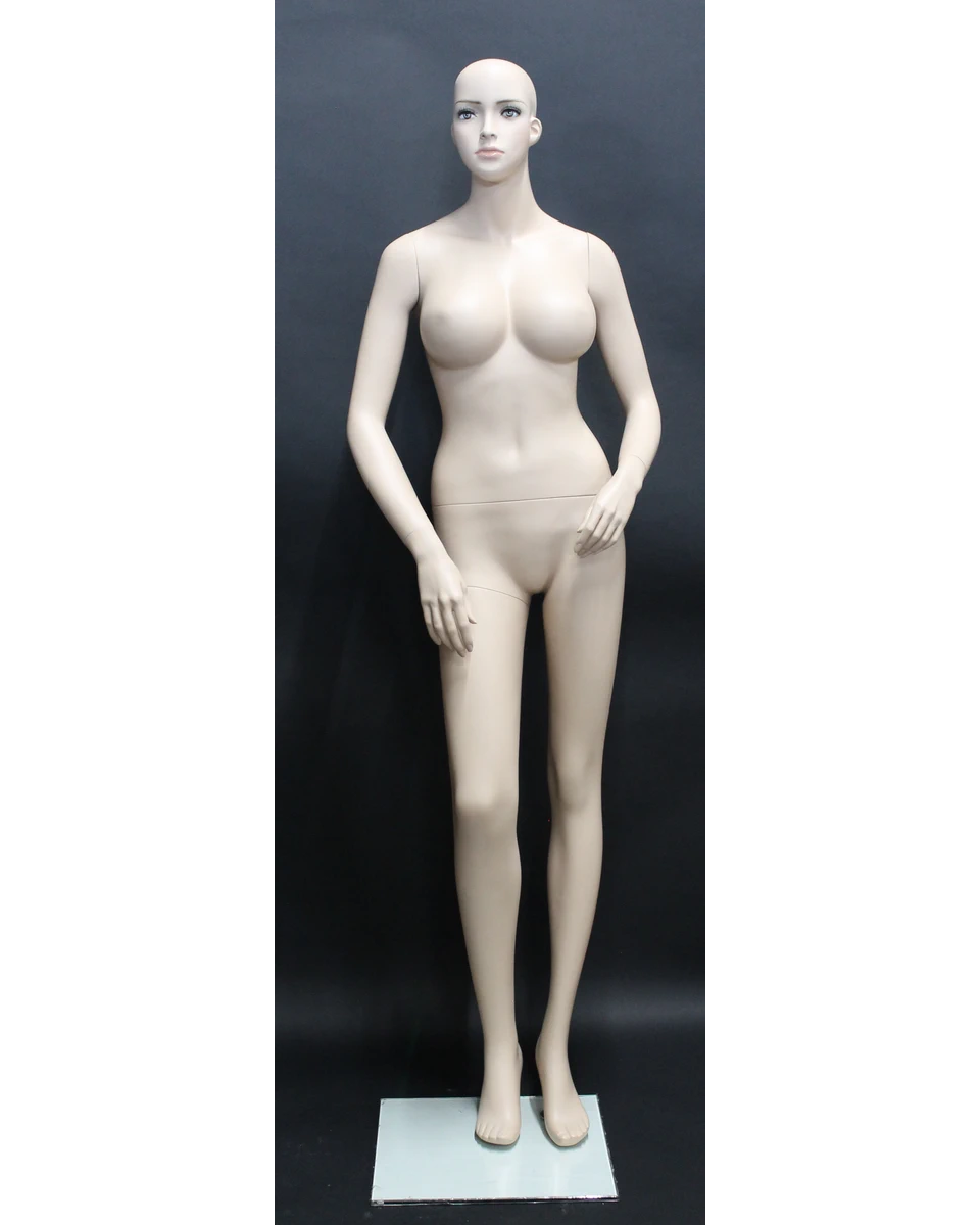 Realistic voluptuous DD-bust female mannequin with face makeup in skin tone, DD2