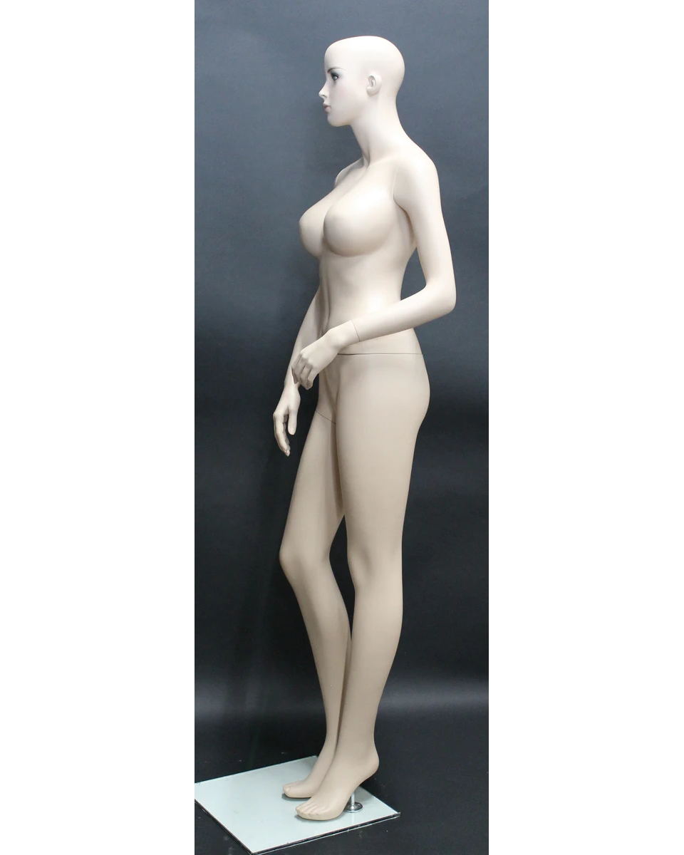 Realistic voluptuous DD-bust female mannequin with face makeup in skin tone, DD2
