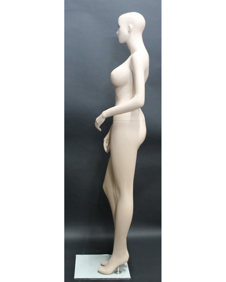 Realistic voluptuous DD-bust female mannequin with face makeup in skin tone, DD2