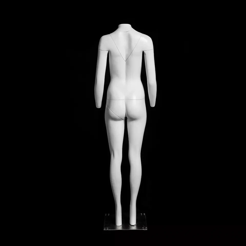 Ghost full body female mannequin with rolling metal base in matte white