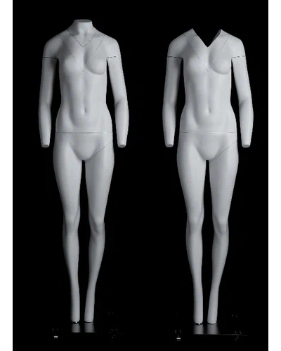 Ghost full body female mannequin with rolling metal base in matte white