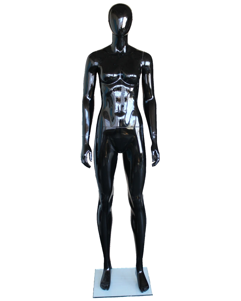 Athletic egghead female mannequin in glossy black, SFW51E-HB