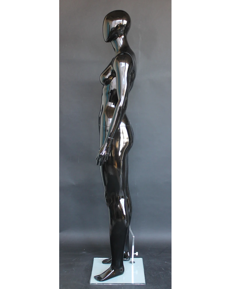 Athletic egghead female mannequin in glossy black, SFW51E-HB