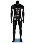 Compact muscular headless male mannequin in glossy black, STM051-HB