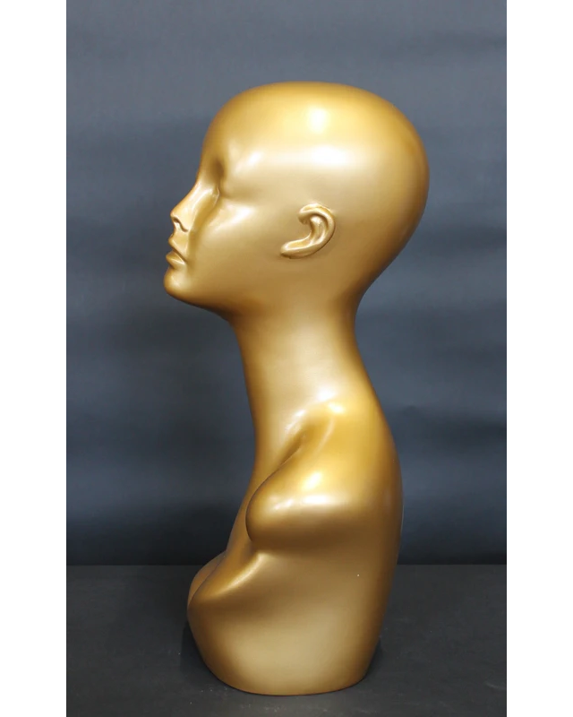 Featured-face female head mannequin in gold, MH1-GD
