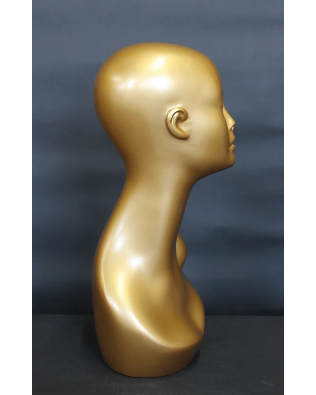 Featured-face female head mannequin in gold, MH1-GD