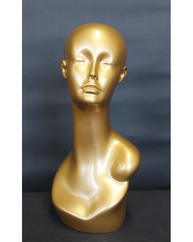 Featured-face female head mannequin in gold, MH1-GD