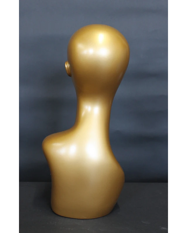 Featured-face female head mannequin in gold, MH1-GD