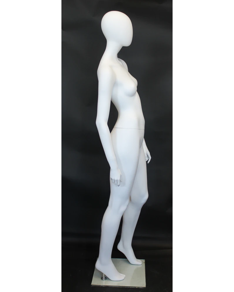 Contrapposto egghead female mannequin in matte white